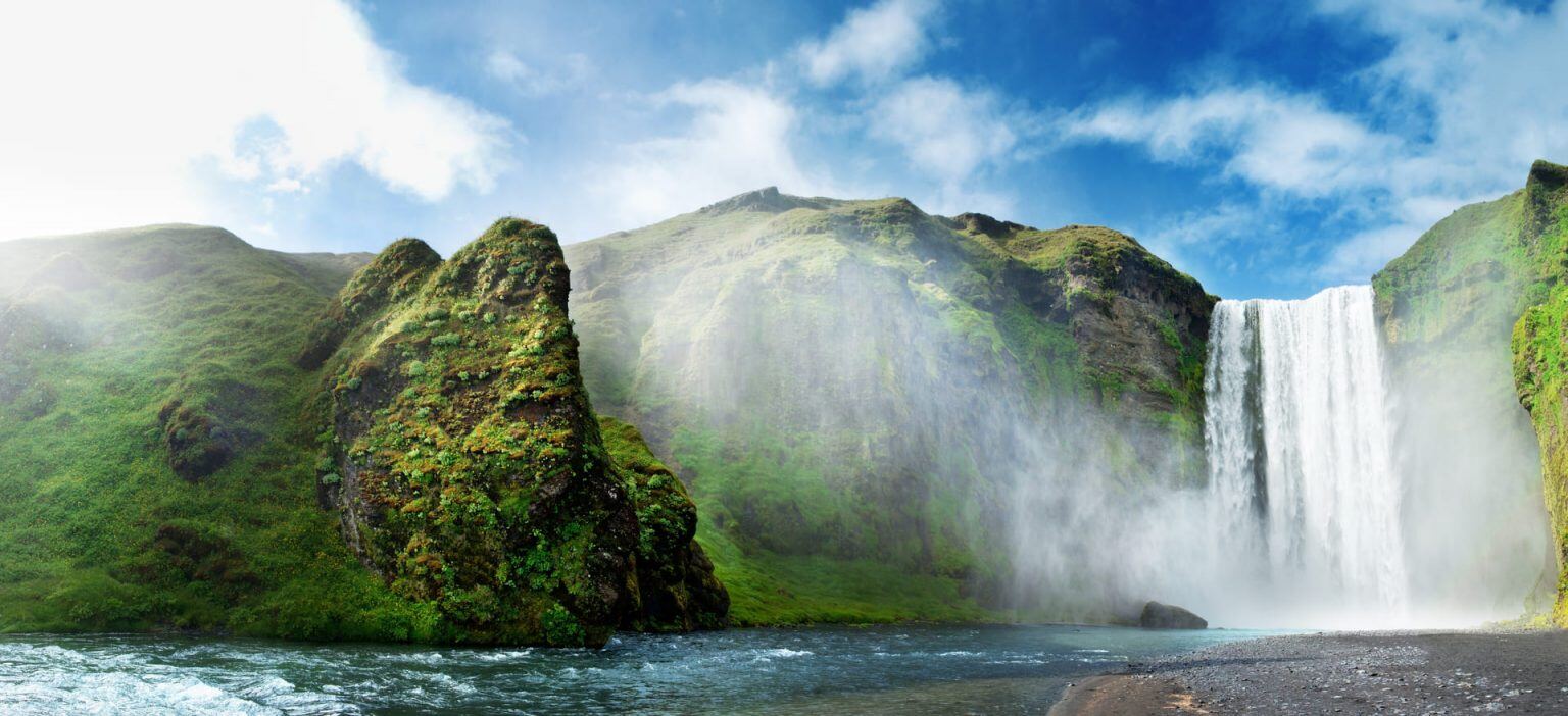 Landscape photograph of an Icelandic waterfall