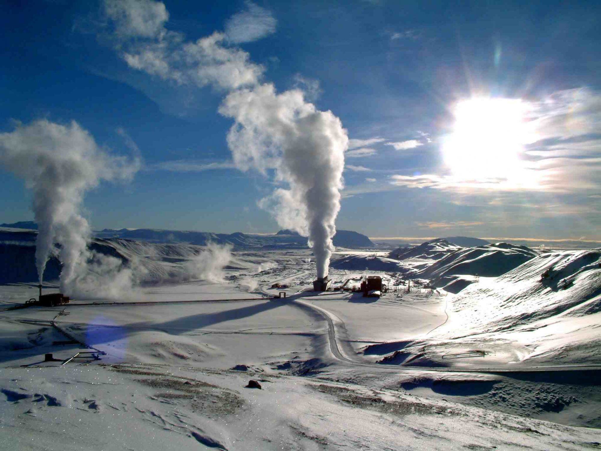 Landscape of Krafla geothermal power plant